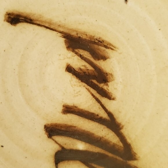 Studio Pottery Charger Shallow Bowl 13.5” Blue Wax-Resist Stoneware Signed - Picture 8 of 9